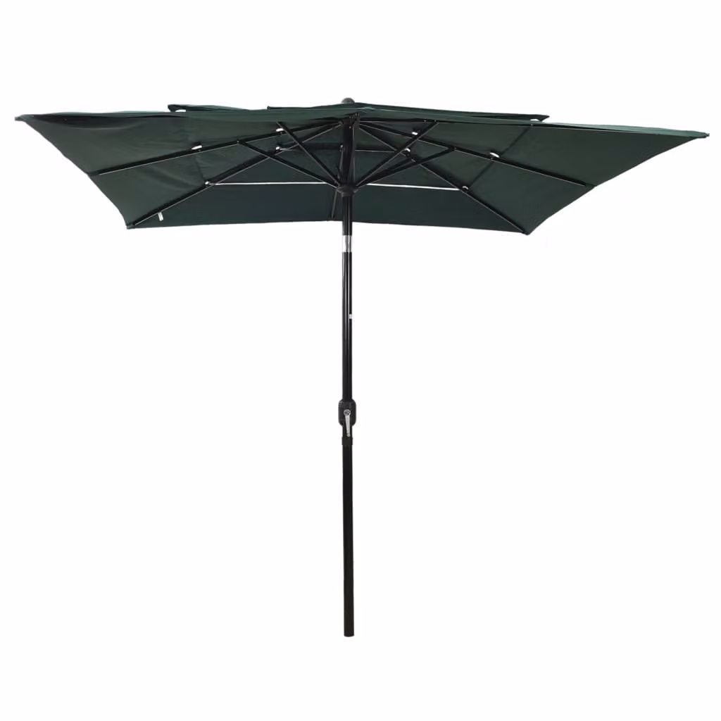 vidaXL Ombrellone con palo in alluminio a 3 strati verde 2,5x2,5 m