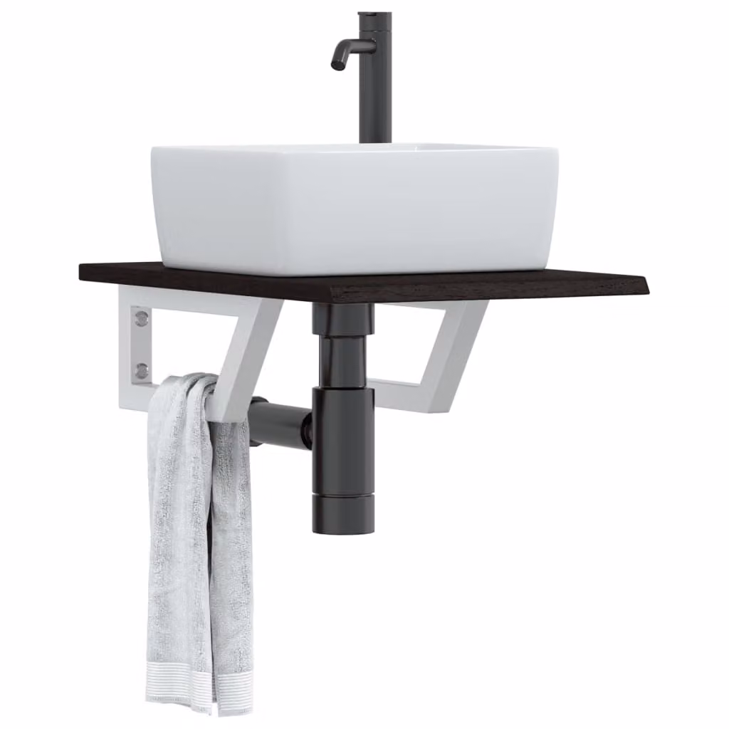 vidaXL Ripiano a Parete per Lavabo Moderno in Rovere e Metallo