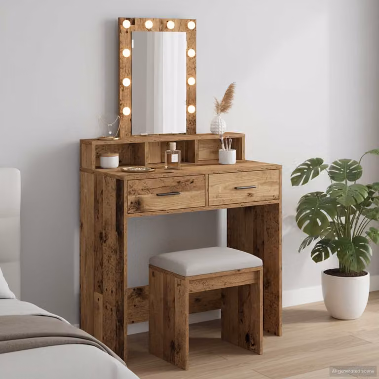 vidaXL Tavolo da Trucco Moderno in Legno Marrone L: 79 cm, P: 41 cm, H: 140 cm