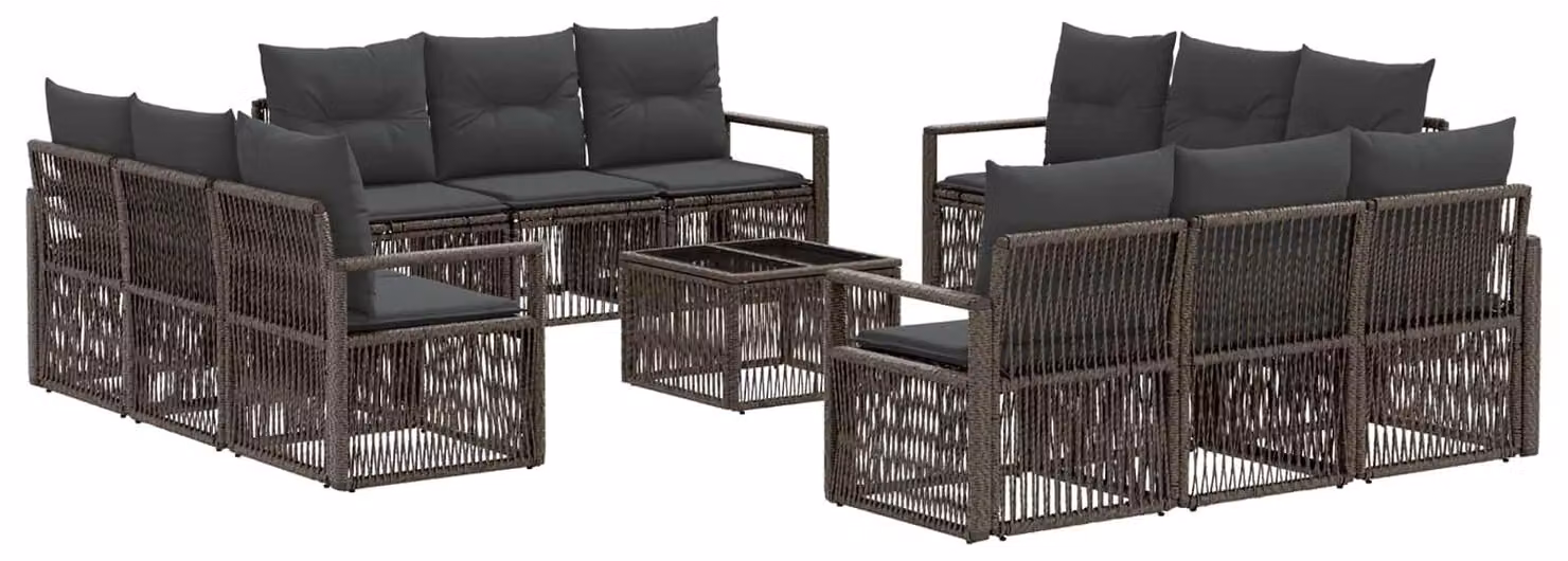 Set Divano da Giardino 13 pcs Grigio polyrattan