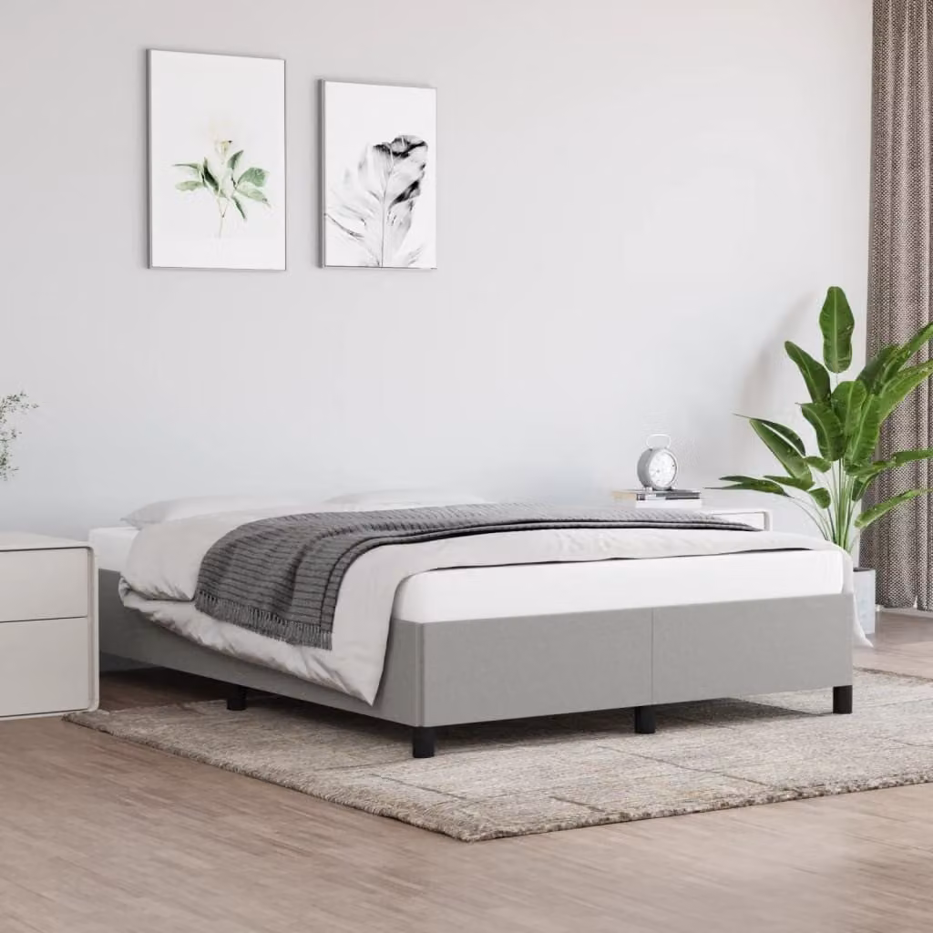 The Living Store Struttura letto grigio chiaro 140x200 cm in tessuto