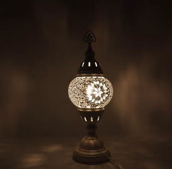 Lampada mosaico turca - Lampada da tavolo fatta a mano - Lampada orientale - Altezza 42 cm - Ø 12 cm - Autentica e colorata