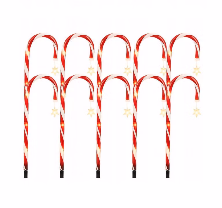 Canne di zucchero giardino decorazione esterna LED illuminazione luci di Natale 12 pz.
