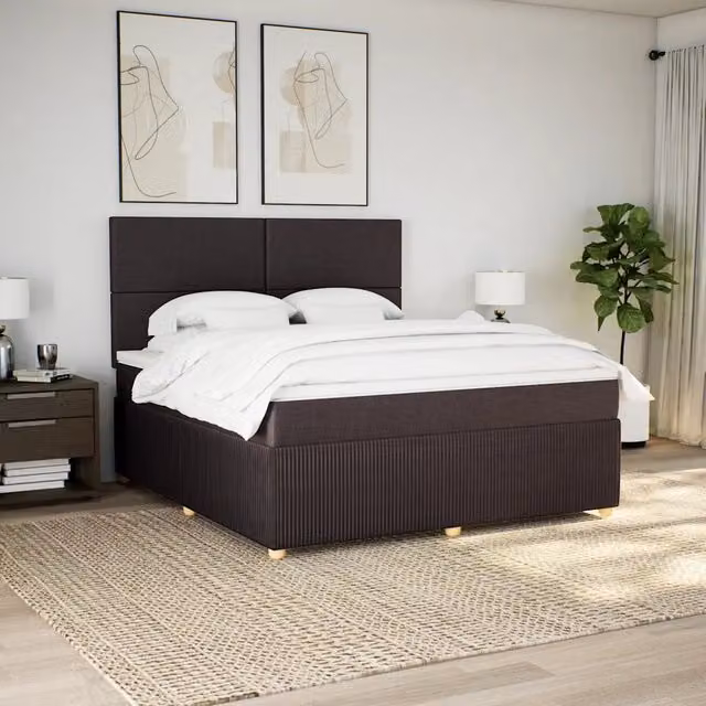 Letto Ibrido vidaXL con Materasso a Molle Insacchettate e Struttura Imbottita, Marrone e Bianco, L/P: 180 x 200 cm – 1