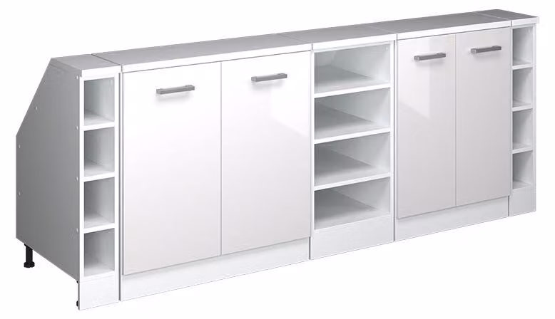 Mobile cucina sottotetto Vicco R-Line Bianco lucido 210 cm Set di 5 carcasse armadio profondità 60 cm, Model 60185