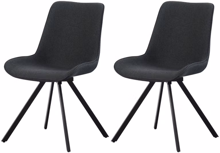 set di 2 sedie girevoli Emilia in tessuto antracite (L/H/D): 52 x 85 x 61 cm
