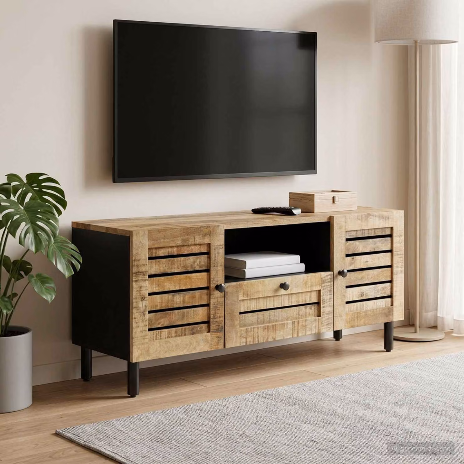 Armadio di stoccaggio moderno vidaXL in legno di mango marrone L: 105 cm, P: 33 cm, H: 46 cm