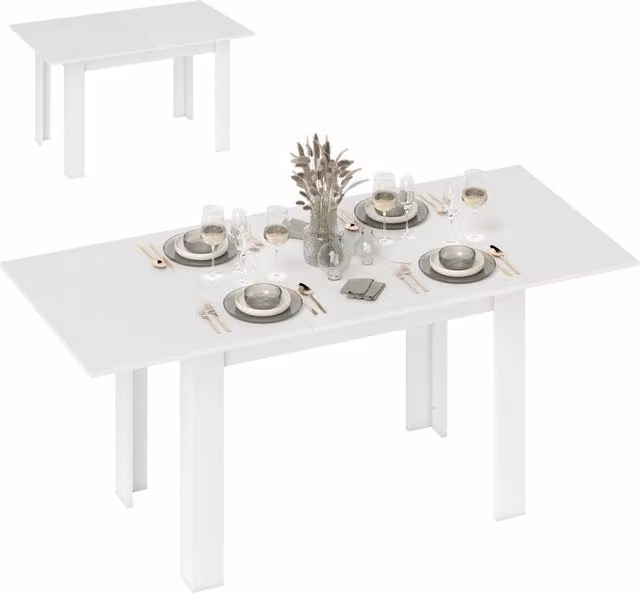 Tavolo da pranzo allungabile rettangolare ¨C Minimal ¨C bianco 140-180x80 cm