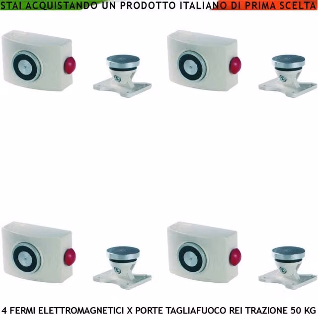 Fermaporta Tagliafuoco REI Bianchi Securvera con Forza di Trazione Magnetica 50 kg e Alimentazione 22/28 VCC