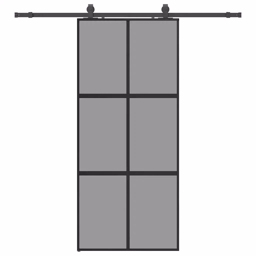 Porta Scorrevole Gogarden in Vetro Temperato Trasparente con Telaio in Alluminio Nero L: 90 cm, H: 205 cm – 2