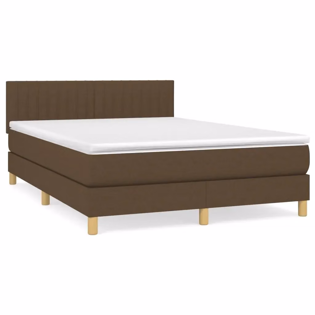 Letto Ibrido vidaXL con Giroletto a Molle e Materasso in Tessuto, Marrone e Bianco, L/P: 140 x 190 cm – 2