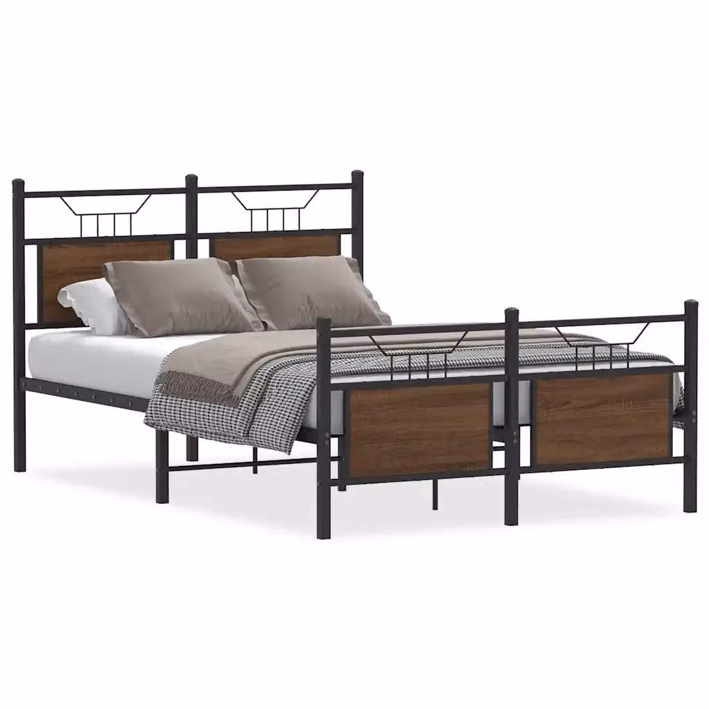Giroletto vidaXL in Rovere e Metallo Marrone L/P/H: 200 x 120 x 30 cm – 2