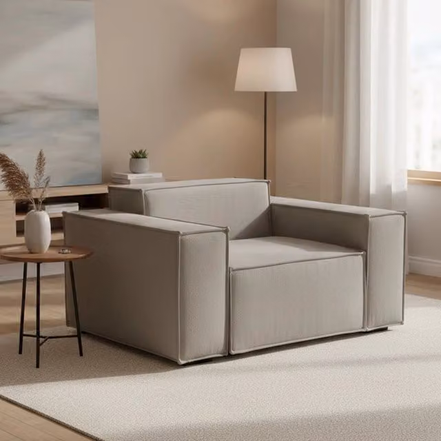 Poltrona relax Leonia Talamo Italia in tessuto beige con struttura in legno massello L: 140 cm, P: 95 cm, H: 70 cm