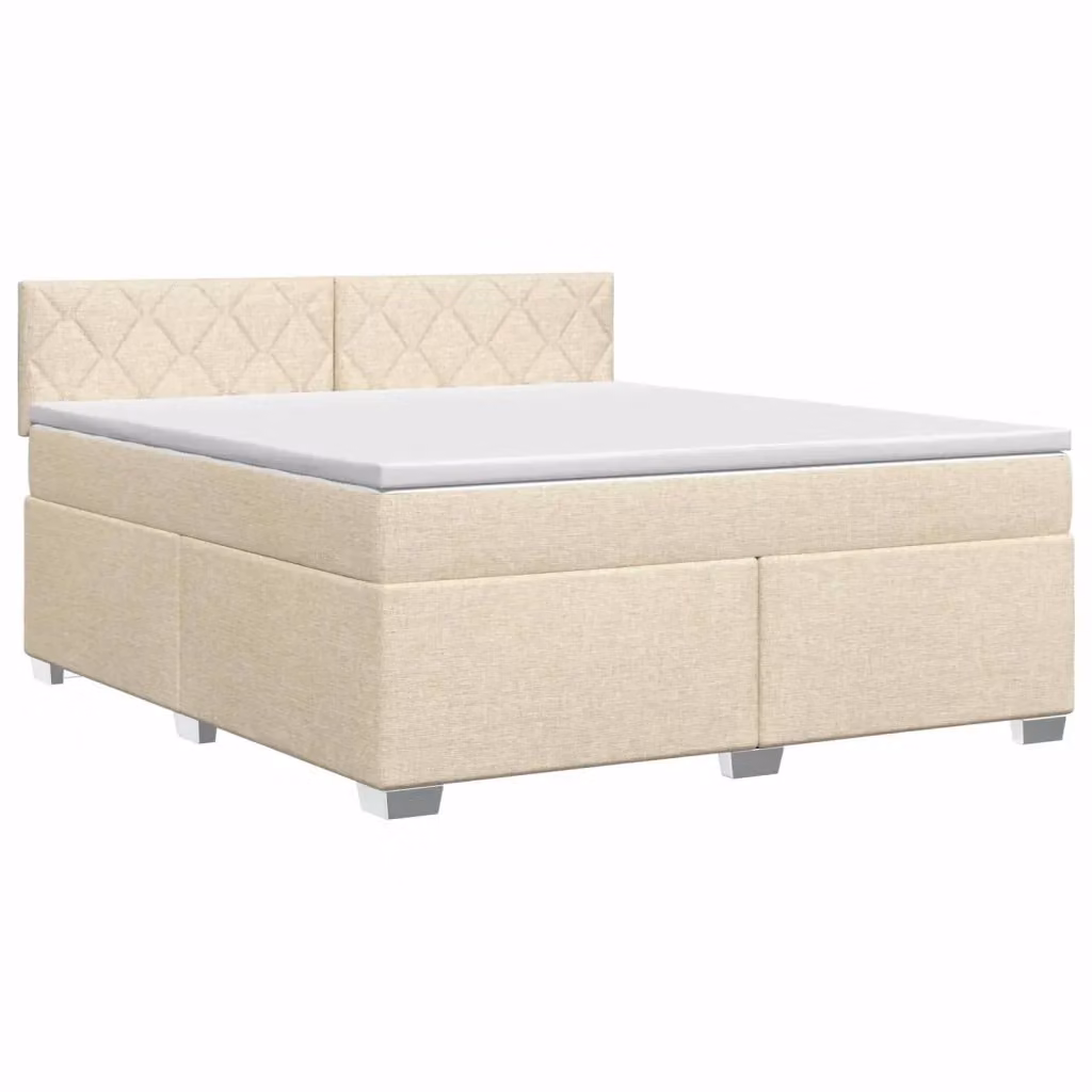Letto box spring con materasso ibrido vidaXL in tessuto beige e bianco L/P: 160 x 200 cm – 2