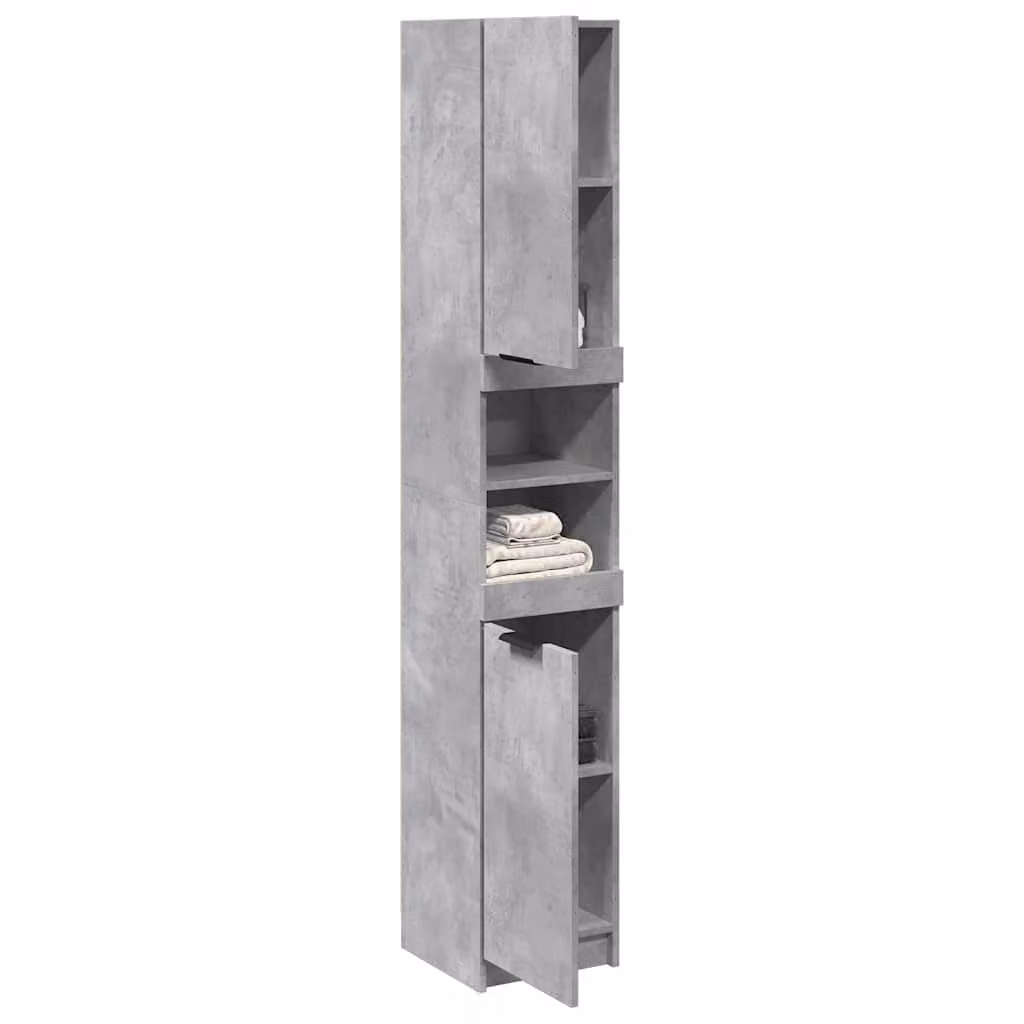 Mobile da bagno vidaXL moderno in legno multistrato e MDF, Grigio Cemento e Marrone, L 32 cm x P 34 cm x H 188,5 cm