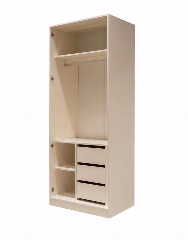 Armadio 2turiger con cassetti, color beige, stile moderno, funzionale