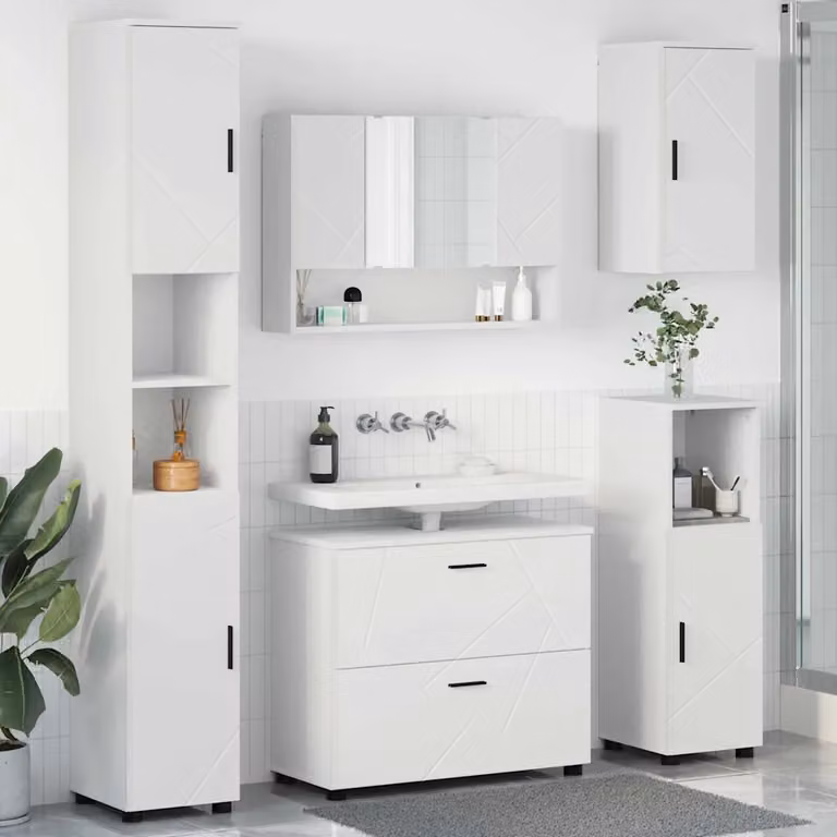 vidaXL Set di mobili per il bagno moderno in 5 pezzi Bianco L/P/H: 35 x 30 x 192 cm