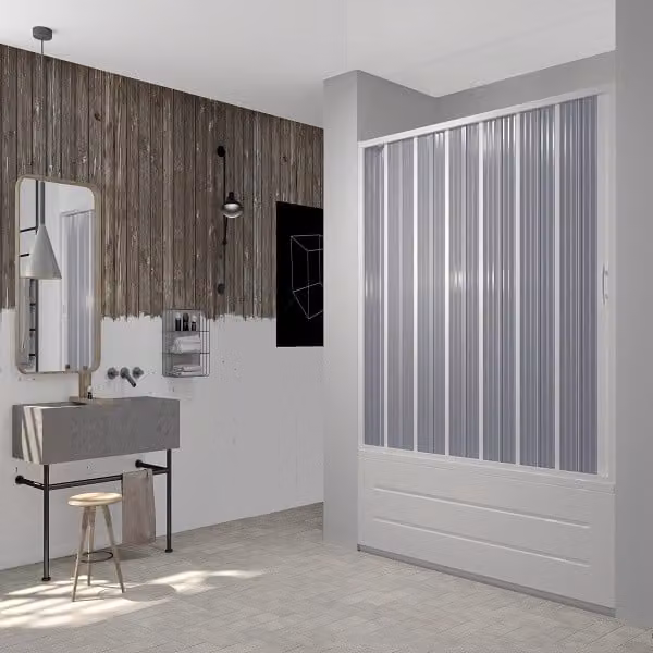Porta vasca a soffietto in PVC per vasca nicchia 140 cm con apertura laterale MORENA Bianco