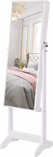 Valora Mobile Portagioie Specchiato Bianco con Interno in Velluto per Camera da Letto L: 36,5 cm, P: 41,1 cm, H: 151,5 cm