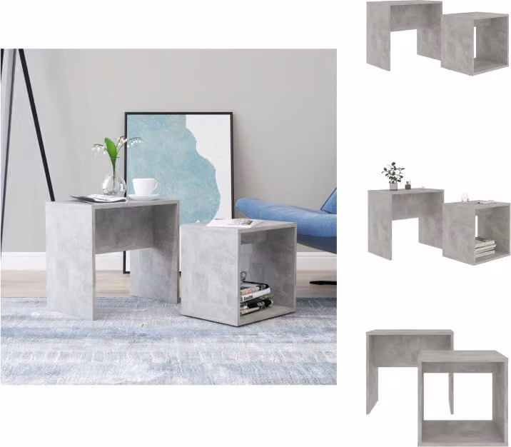 vidaXL Set di tavolini da caffè grigio cemento 48x30x45 cm in legno - Tavolini da caffè