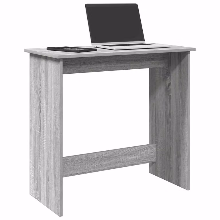 Scrivania moderna vidaXL in legno e MDF, colore grigio, L 80 cm x P 40 cm x H 75 cm