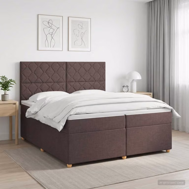 Letto box spring con materasso ibrido vidaXL Marrone e Bianco L/P: 200 x 200 cm