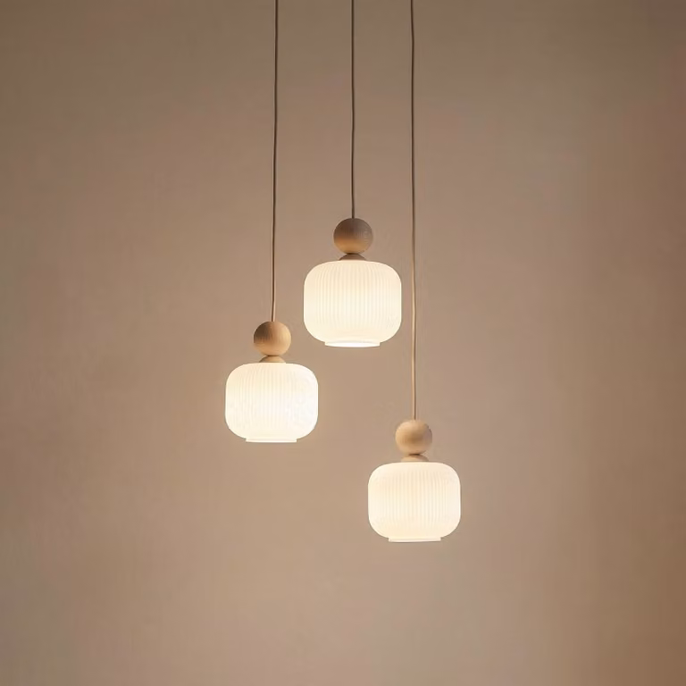 Lampada a sospensione in vetro Ballo TK Lighting, dimmerabile, Crema / Ambra, Soggiorno / Sala da pranzo, Vetro, Lampada a sospensione
