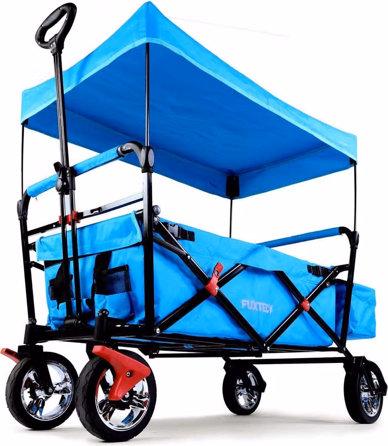 Carrello Pieghevole da giardino da spiaggia FUXTEC City CT500 anti UV parasole BLU Türkis