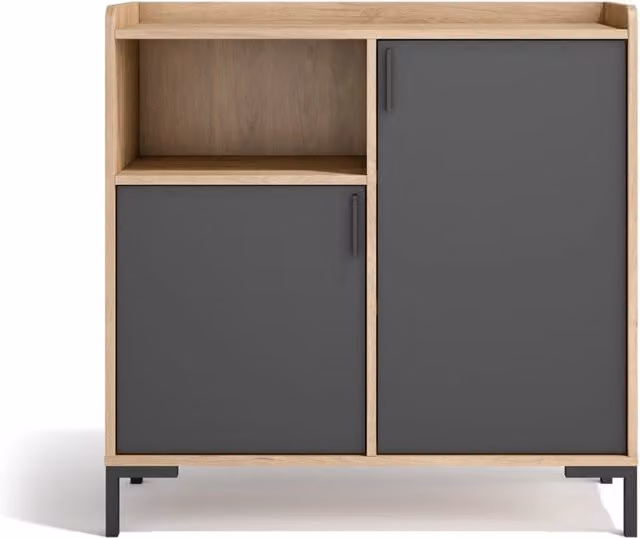 Credenza da ingresso Herdasa effetto rovere chiaro e grafite 88x90x33