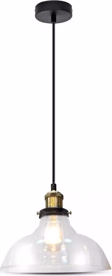 Portalampada Pendente 1MT E27 Elegant Ф245mm - Mod.VT-7210 SKU 3730 - Vetro trasparente