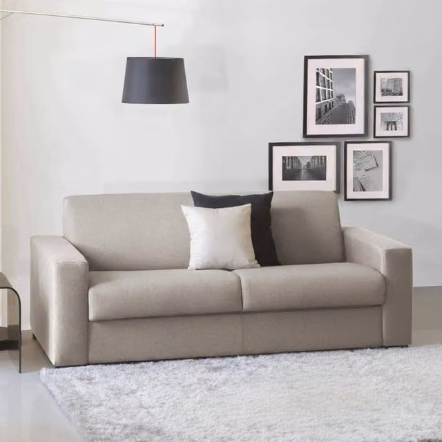 Divano Letto Akito Talamo Italia, Sofà 2 Posti Moderno con Apertura Girevole e Braccioli Slim, Rivestimento in Tessuto Beige, L: 180 cm, P: 95 cm, H: 90 cm – 1