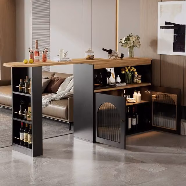 Tavolo Bar Allungabile con LED ¨C Xylo ¨C Nero, 138-193x39x105 cm
