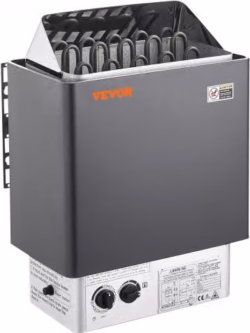 Stufa per Sauna Elettrica VEVOR da 8 kW, Riscaldatore Portatile in Acciaio Inox Antracite per Uso Domestico e Commerciale, 400 V 3 N con Timer Integrato per Volumi da 8-12 m³