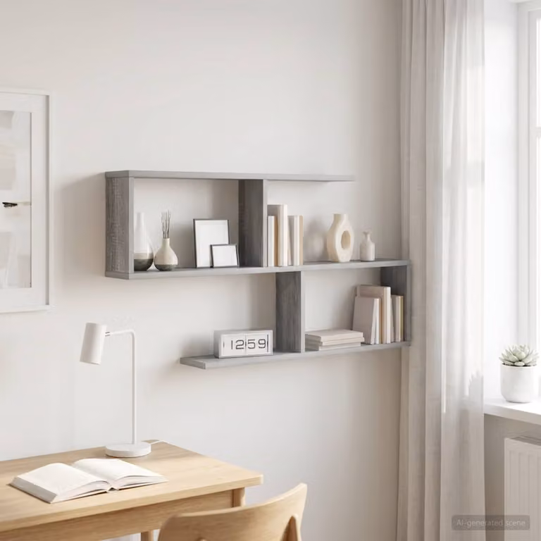Scaffale da parete moderno vidaXL in MDF grigio L: 100 cm, P: 12 cm, H: 50,5 cm