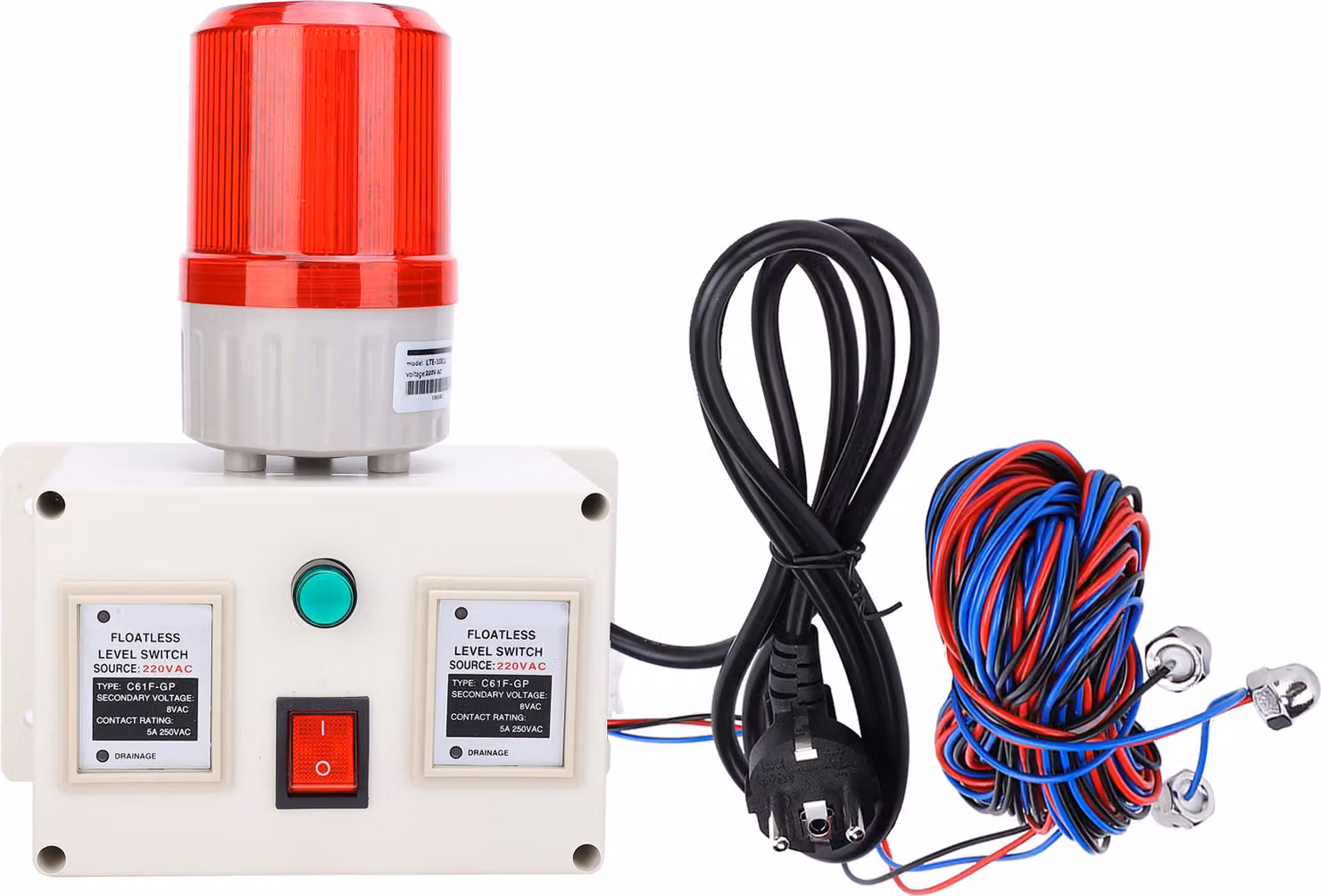 Sensore di allarme livello acqua 90–105 dB, regolabile, monitoraggio serbatoio, monitoraggio livello liquido