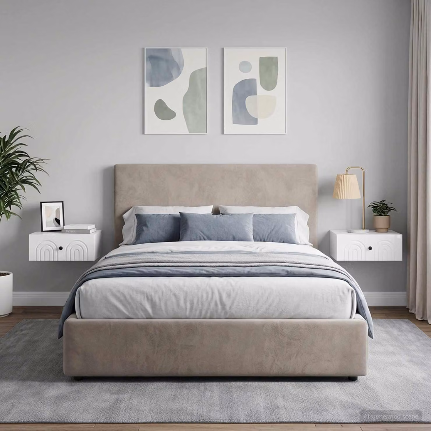 Set di 2 comodini sospesi vidaXL Bianco Lucido L 49 cm x P 34,5 cm x H 20 cm