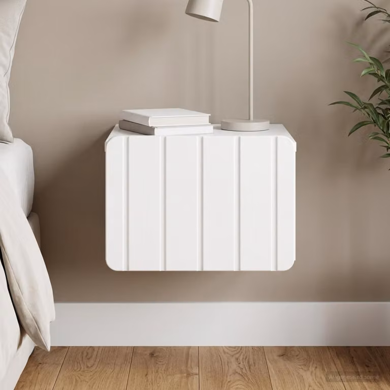 vidaXL Mobiletto da notte sospeso Bianco Lucido L: 33 cm, P: 34,5 cm, H: 24 cm