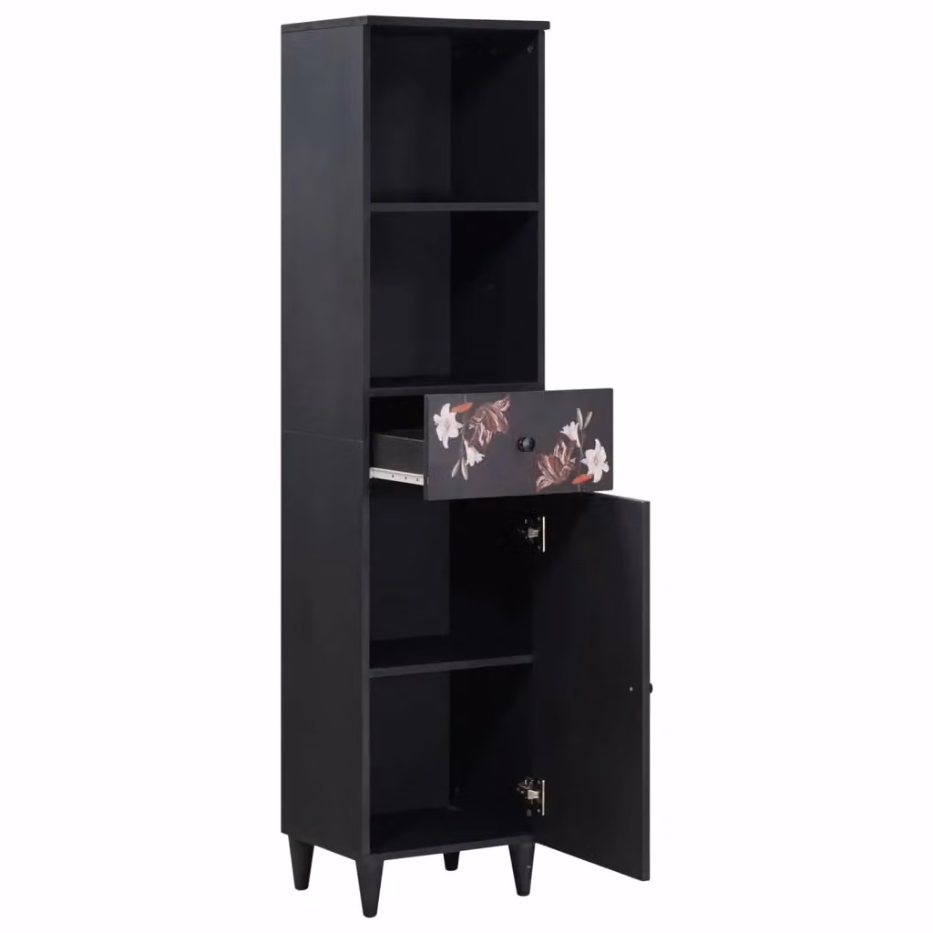 Mobile da bagno moderno vidaXL in legno e metallo multicolore con ante e cassetti L: 38 cm, P: 33,5 cm, H: 160 cm – 2