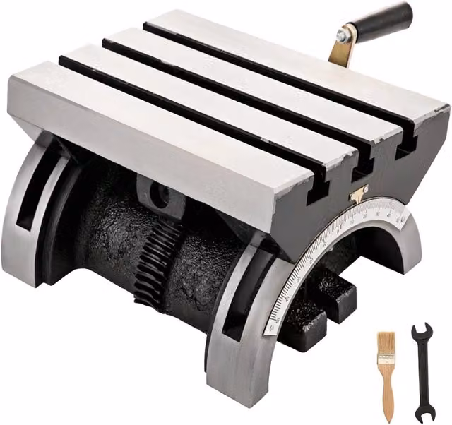 Tavola Inclinabile per Fresatrice in Ghisa Grigia con Scanalature a T 12mm, Regolabile 0-40 Gradi, L/P/H: 25,0 x 18,0 x 13,3 cm – 1