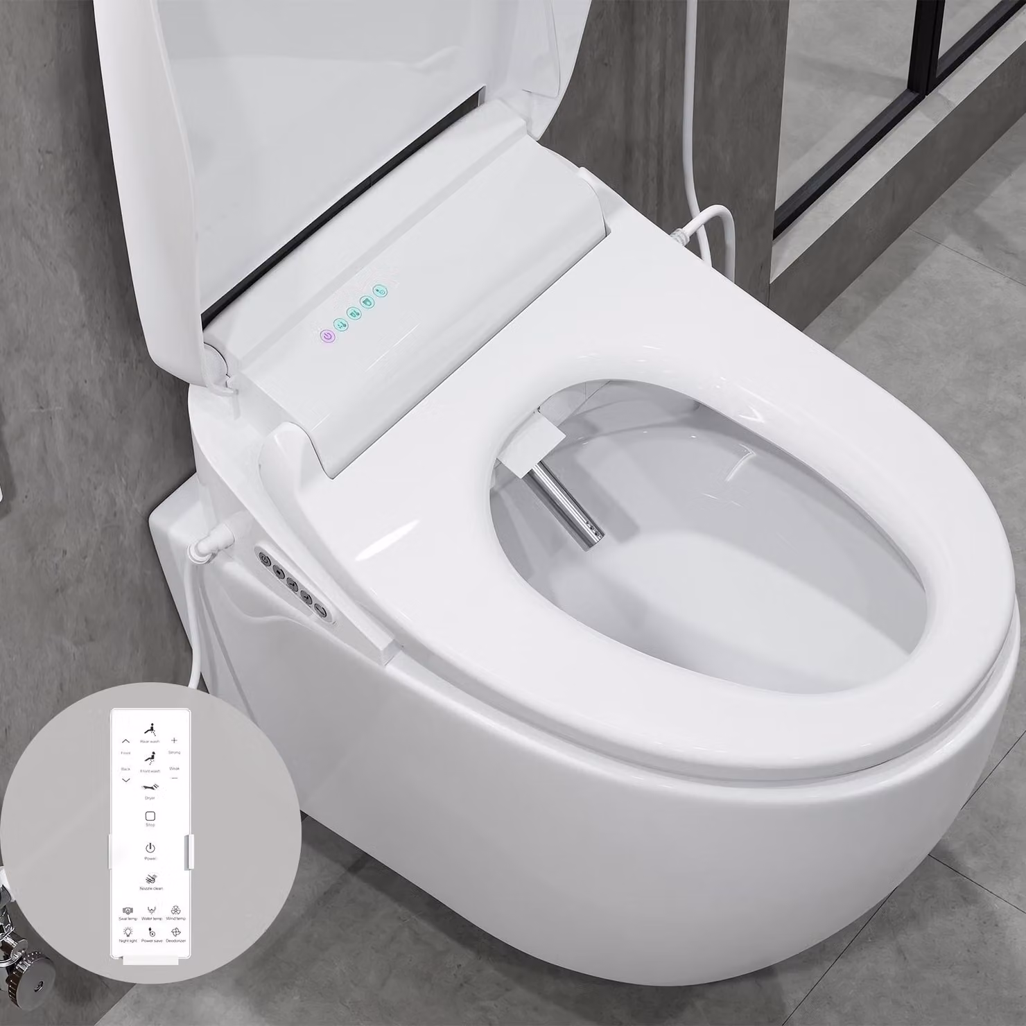 HOROW Sedile bidet intelligente Sedile per wc elettrico Attacco bidet per doccia intelligente Sedile per wc riscaldato Luce notturna Asciugatore deodorante By