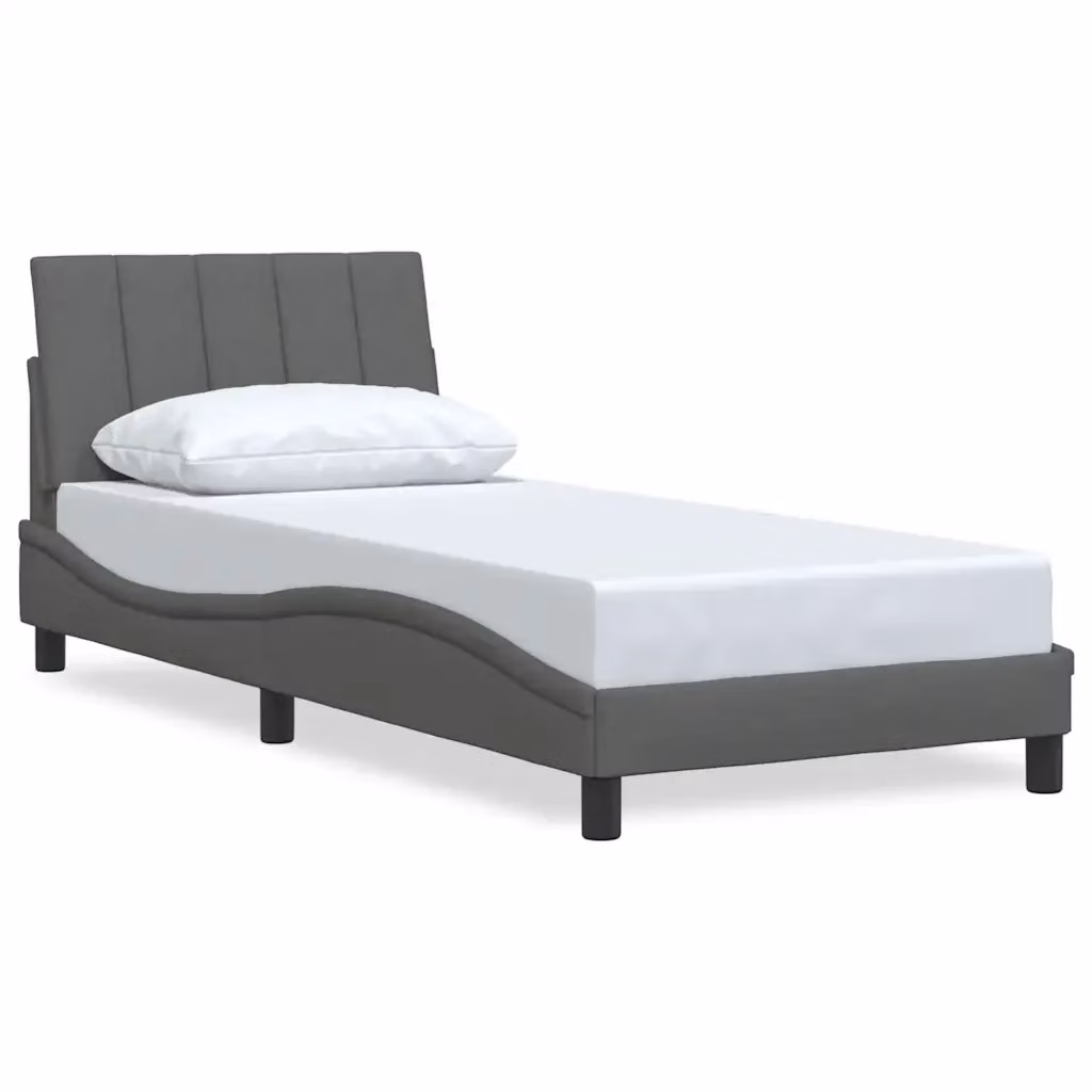 vidaXL Giroletto senza Materasso Hanko Grigio con Struttura Imbottita e Doghe in Legno L/P/H: 80 x 200 cm – 2