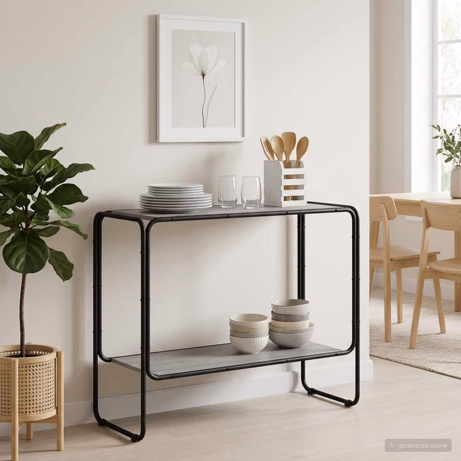 Credenza vidaXL in stile industrial color grigio in legno ingegnerizzato e metallo, L: 93.5 cm, P: 38 cm, H: 75 cm