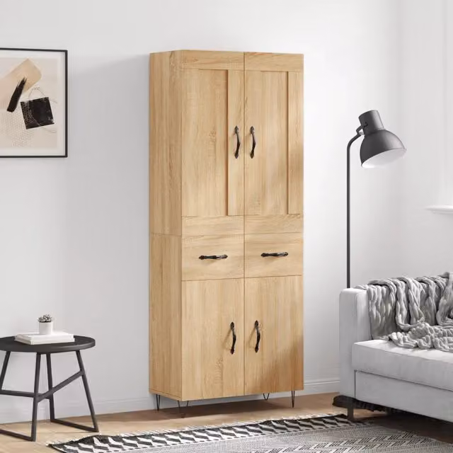 Credenza-Buffet-Armadio da cucina Rovere Sonoma 69,5x34x180 cm in Legno Multistrato 337457