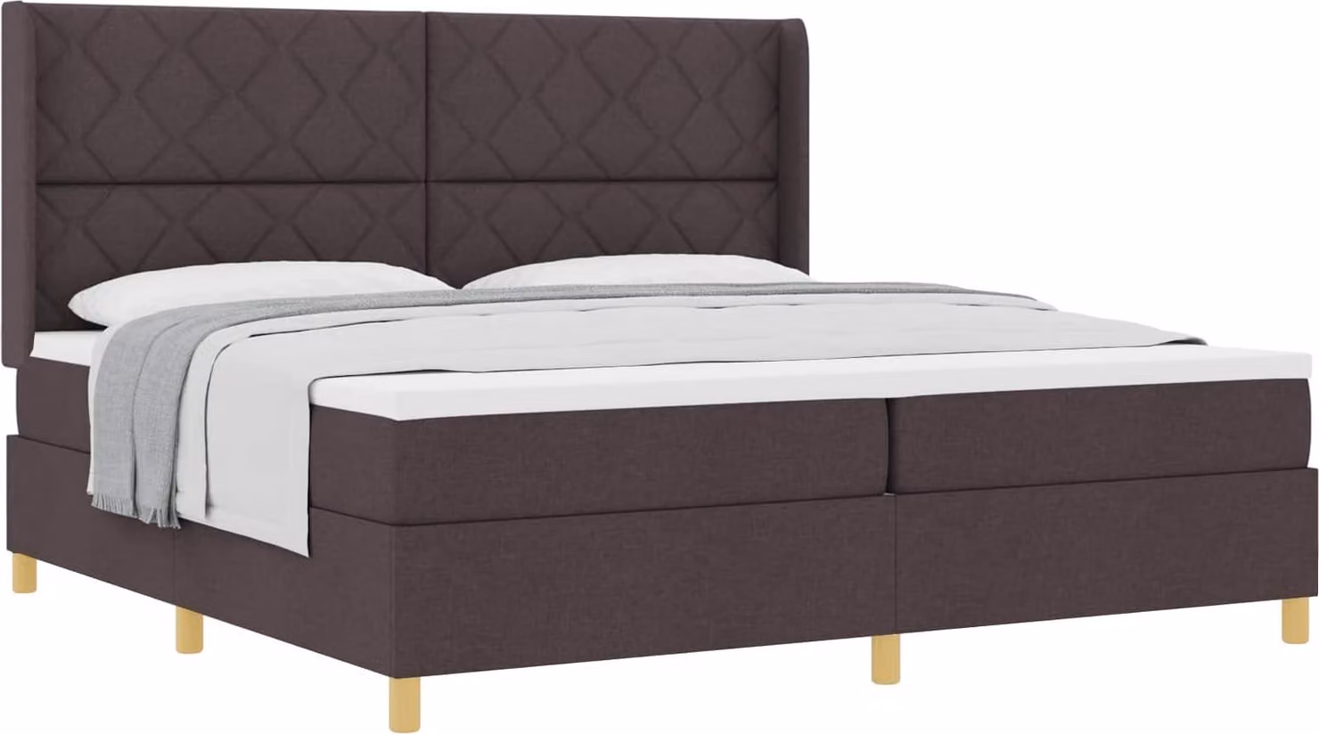Maison Exclusive - Letto boxspring con testiera, marrone scuro, 200 x 200 cm, rivestimento in tessuto