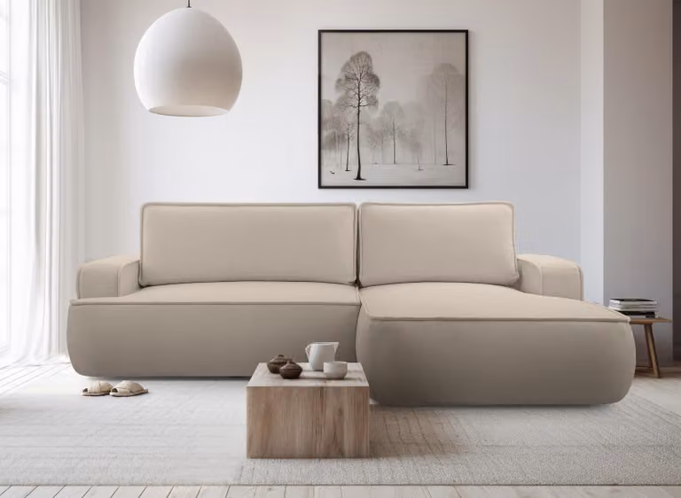 AX LIVING Ablia Beige Divano a L con funzione di riposo largo 267 cm R