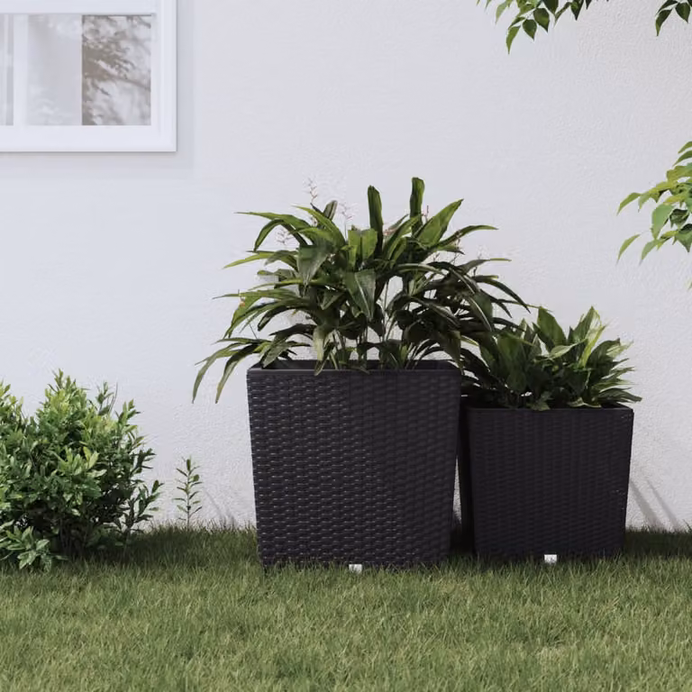 Fioriera con interno rimovibile vidaXL colore antracite in plastica effetto rattan