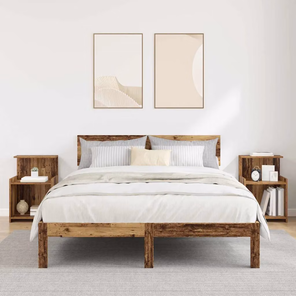 Set di 2 Armadi da Notte vidaXL in Legno Vecchio Marrone L 40 cm x P 35 cm x H 60 cm