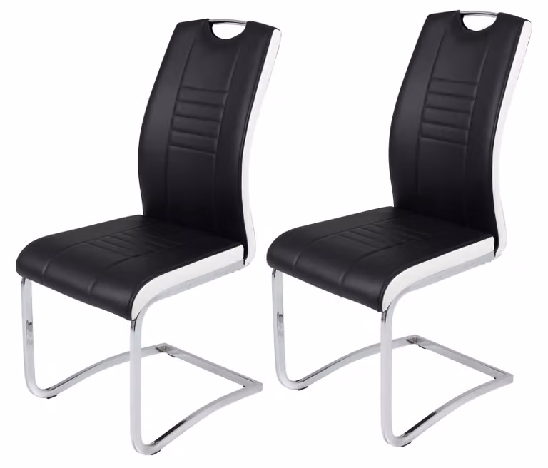 Set di poltrone a dondolo Tabea, 2 pezzi, in ecopelle nera e bianca, dimensioni 43x61x99 cm