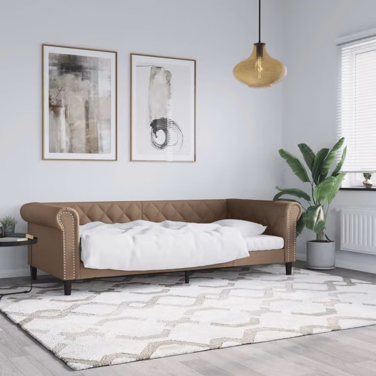 Letto da giorno vidaXL in similpelle color beige e marrone, L/P/H: 200 x 80 x 68 cm
