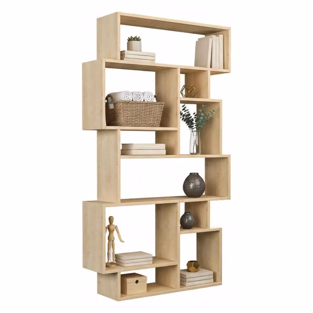 Libreria Casimira DMORA in legno color quercia, mobile moderno per soggiorno o ufficio, L: 96 cm, P: 25,5 cm, H: 168,5 cm – 2